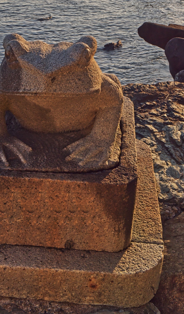 Каменная жаба на морском берегу