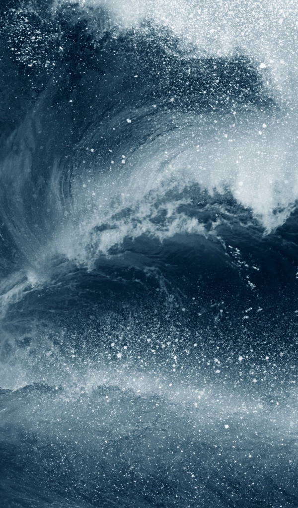 High sea wave with white foam