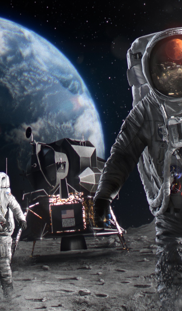 Астронавты ходят по поверхности Марса 