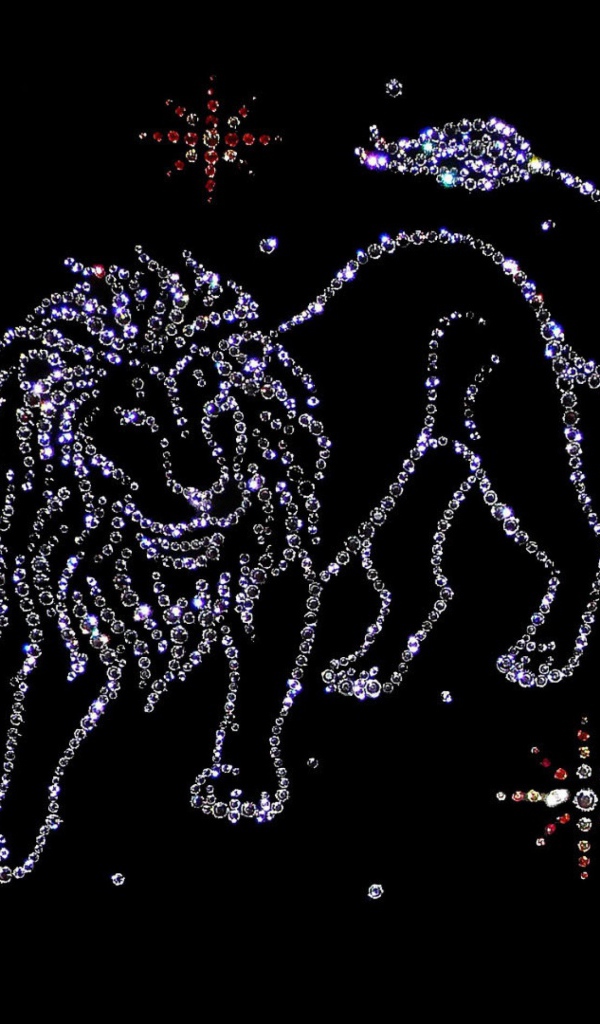 Блестящий знак зодиака лев на черном фоне