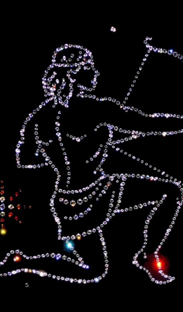 Блестящий знак зодиака стрелец на черном фоне