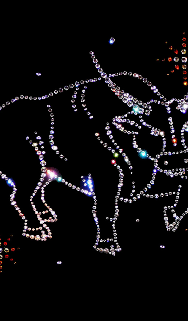 Блестящий знак зодиака телец на черном фоне