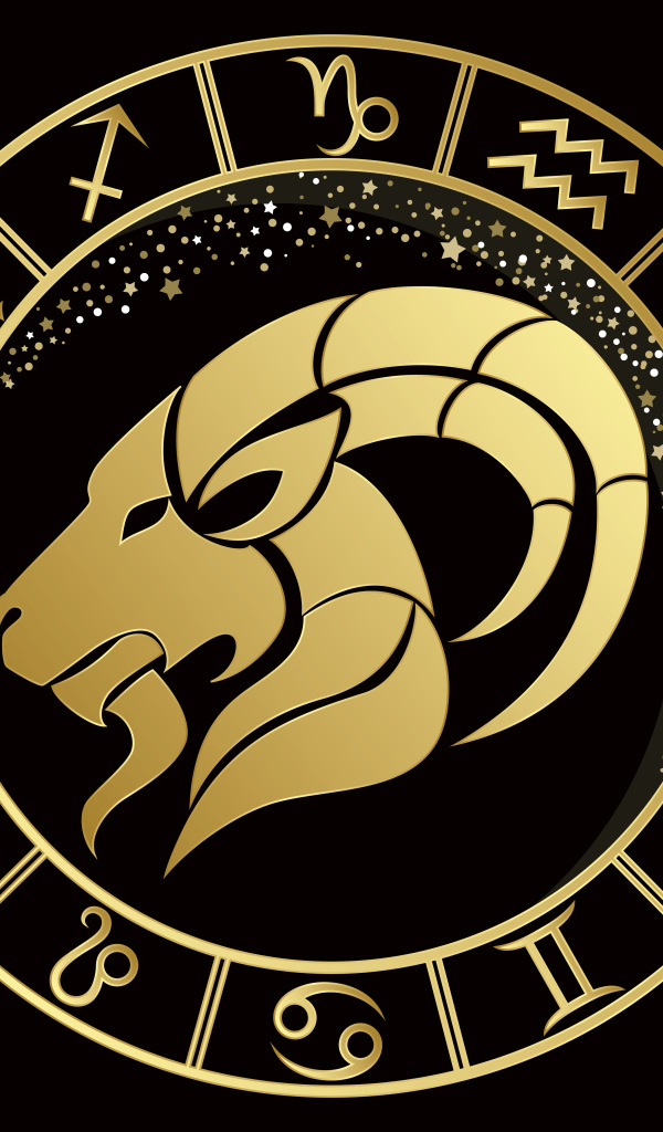 Золотой знак зодиака козерог на черном фоне