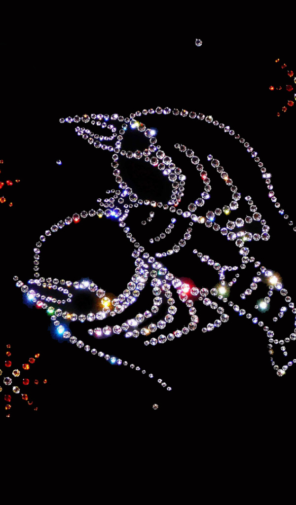 Блестящий знак зодиака рак на черном фоне