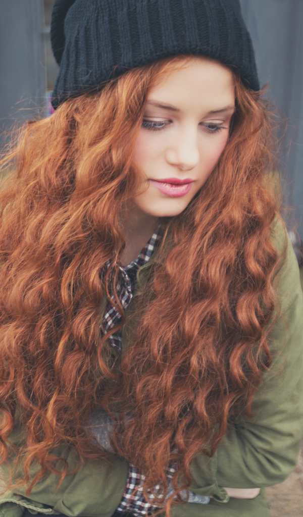 American red-haired actress Madeleine Patsch in a black hat