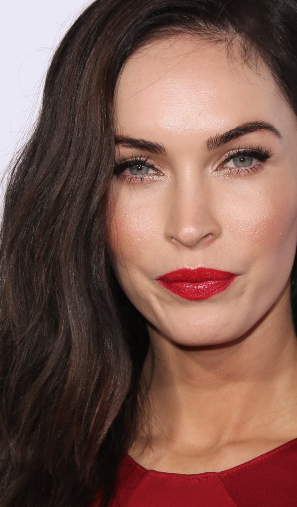 Яркая женщина, актриса  Меган Фокс на сером фоне