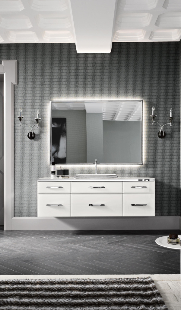 Серая комната в стиле минимализм