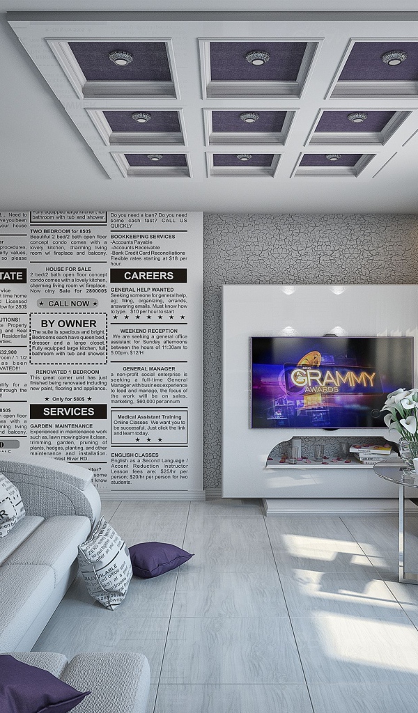 Гостиная комната в стиле хай тек