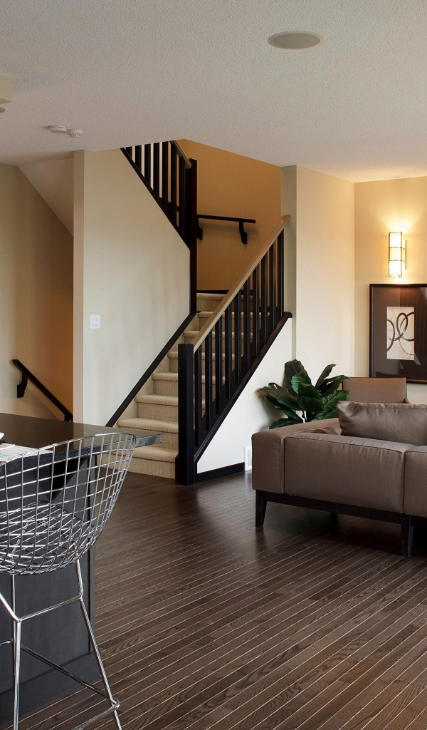 Гостиная с диваном совмещенная с кухней 