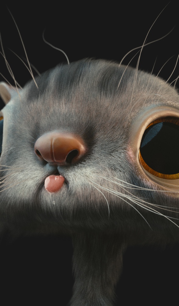 Морда 3д кота на черном фоне