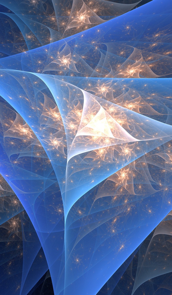 Абстрактные фрактальные неоновые треугольники 