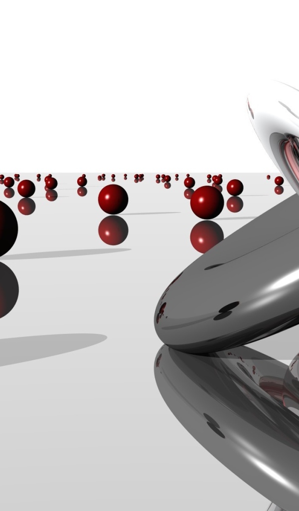 Шары и 3д круги отражаются в поверхности 