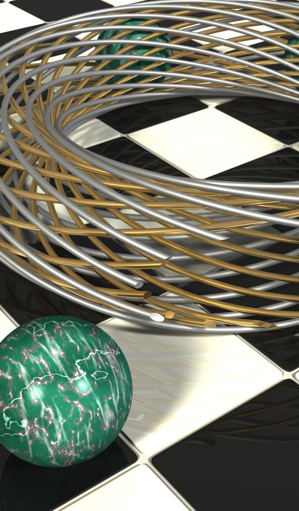 Шары в проволоке на шахматной доске