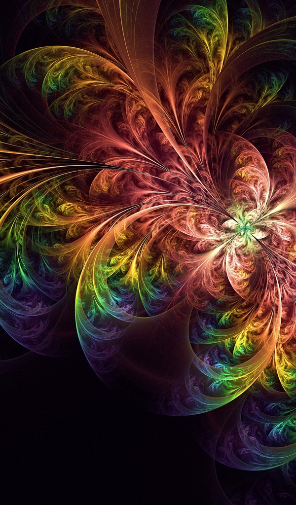 Красивый разноцветный абстрактный рисунок на черном фоне