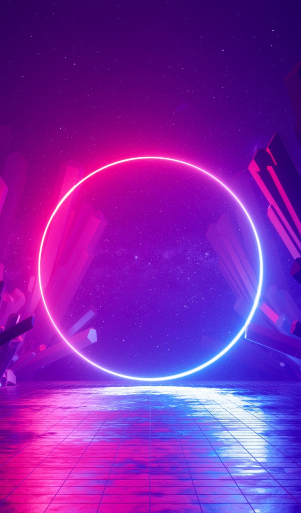 Большой яркий неоновый круг 
