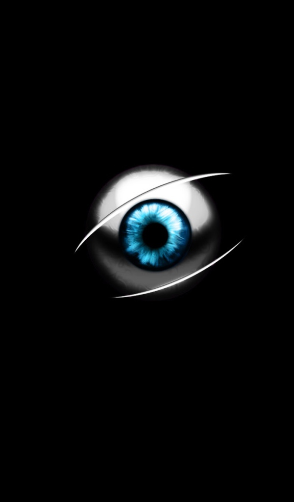 Голубой 3д глаз на черном фоне