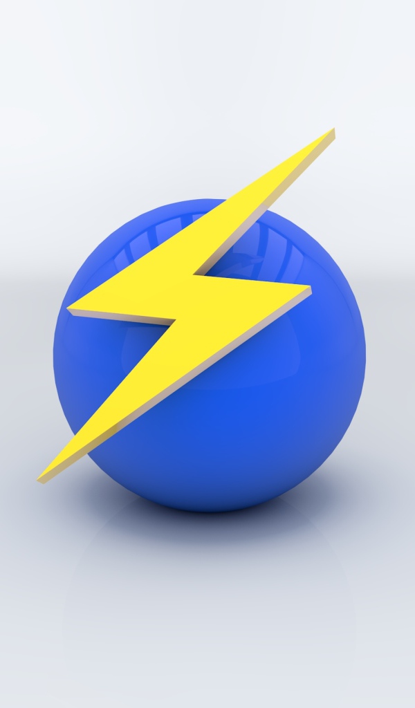 Blue ball with yellow lightning 3D graphics