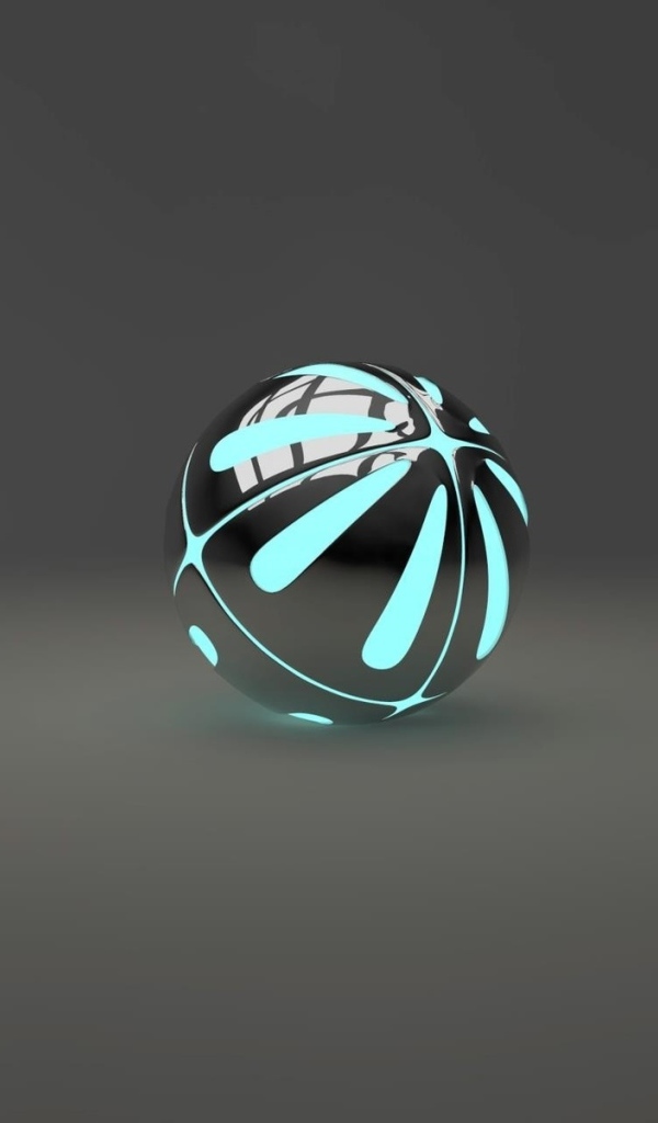 Голубой с черным шарик на сером фоне 