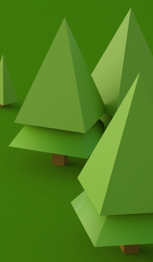 Фигурные  3д ели на зеленом фоне 