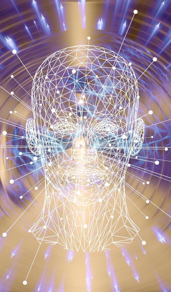 Лицо виртуального разума с белой паутины 