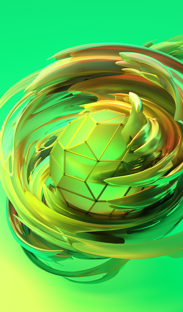 Фигура из шестигранников на зеленом фоне 3д графика