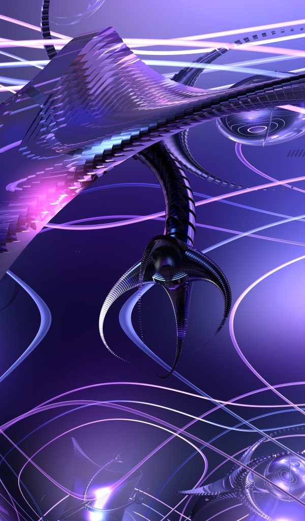 Футуристический 3д рисунок с неоновым светом