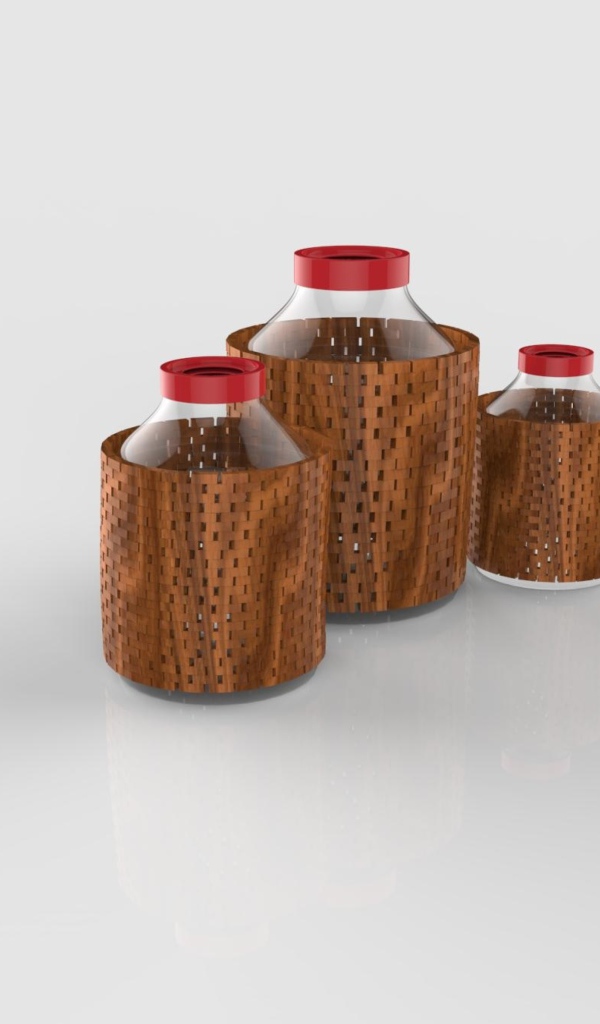 Стеклянные баллоны в деревянном каркасе 3д графика