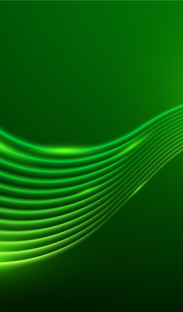 Зеленые неоновые волны на зеленом фоне