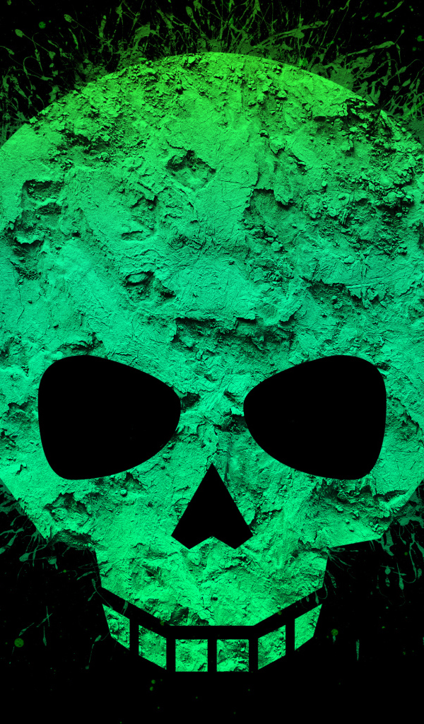 Зеленый череп на черном фоне