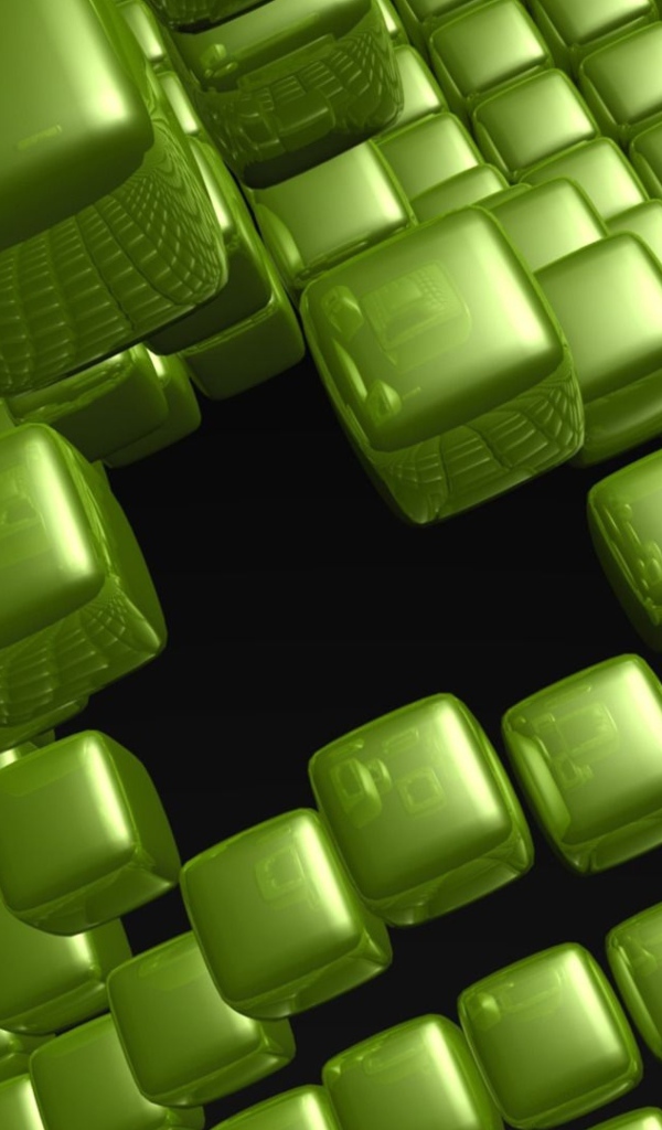 Зеленые квадраты в воздухе, 3д графика