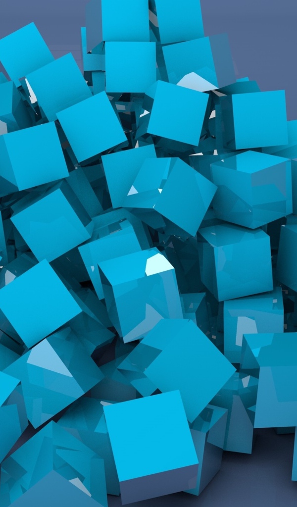 Много голубых 3д квадратов на сером фоне