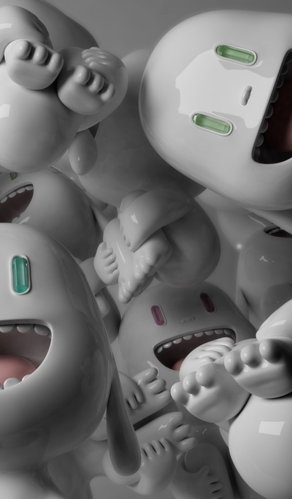 Много маленьких белых человечков 3д графика