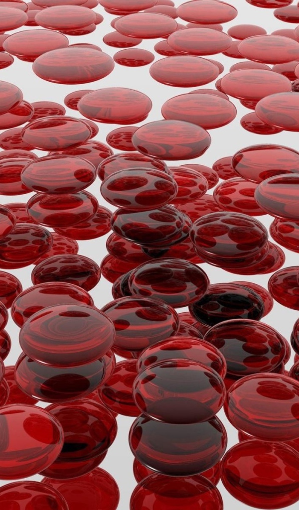 Много красных 3д капель в воздухе