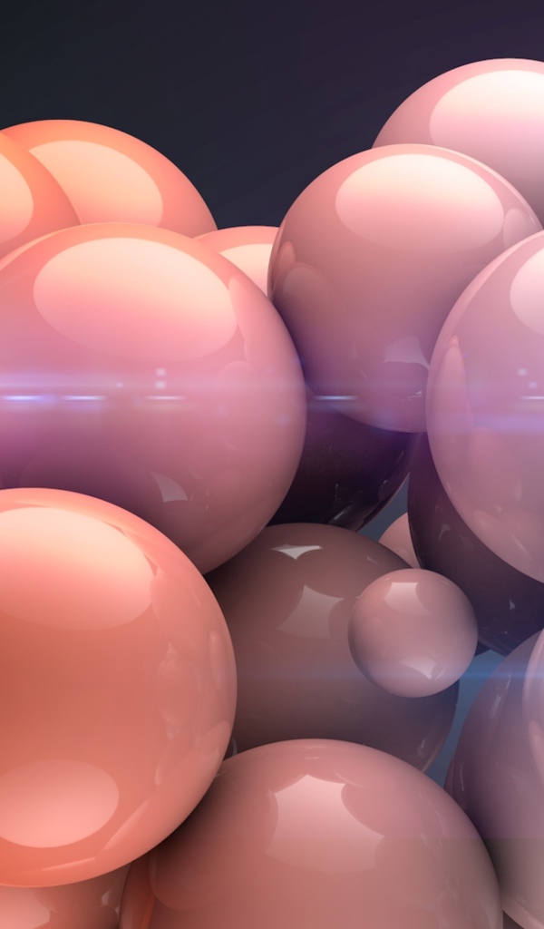 Много  белых и розовых 3д шаров крупным планом 