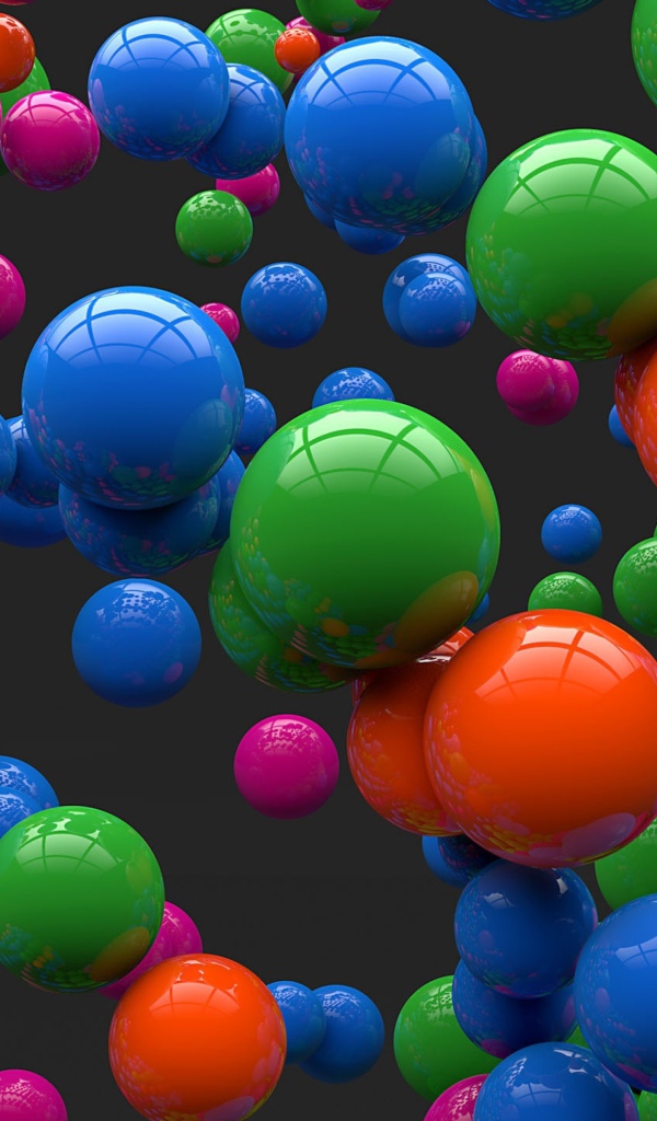 Разноцветные шары на сером фоне 3д графика