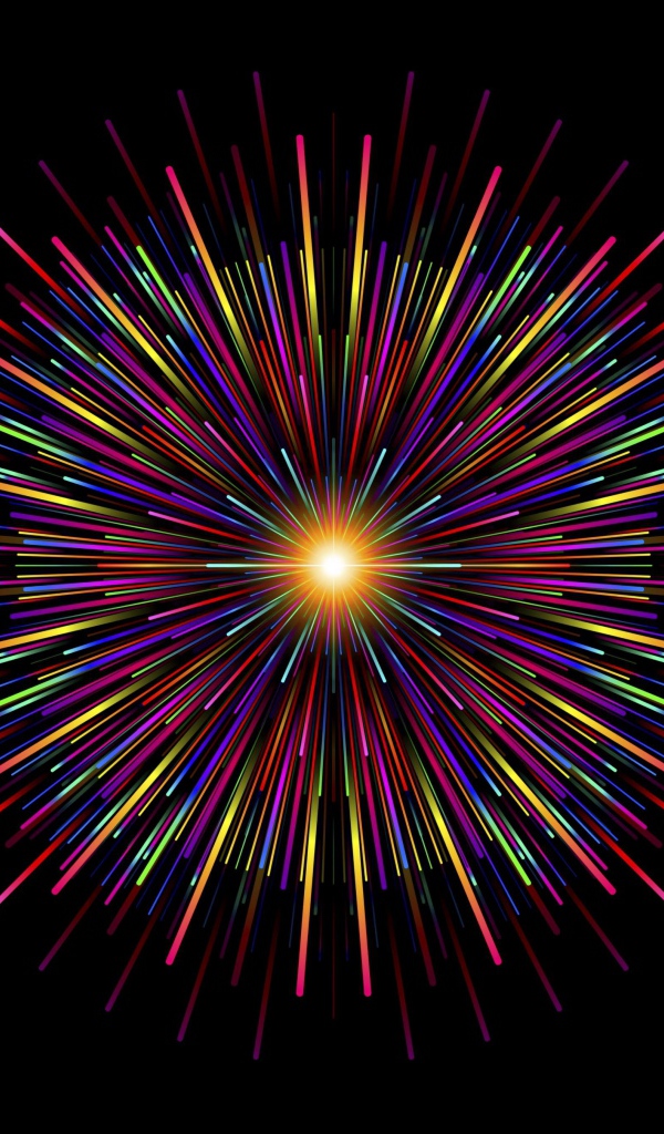 Разноцветный графический салют на черном фоне 