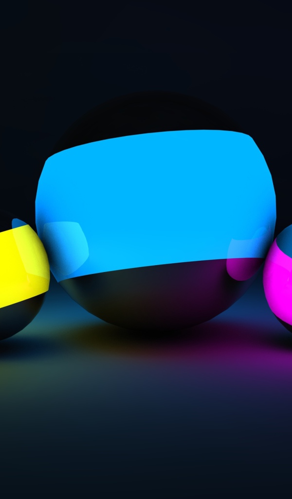 Разноцветные неоновые 3д шары на черном фоне