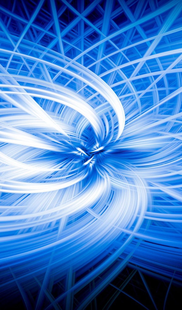 Неоновый голубой абстрактный цветок на черном фоне