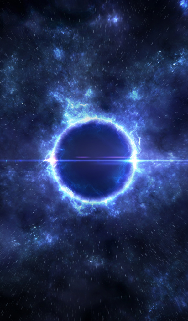 Неоновый яркий круг в звездном небе