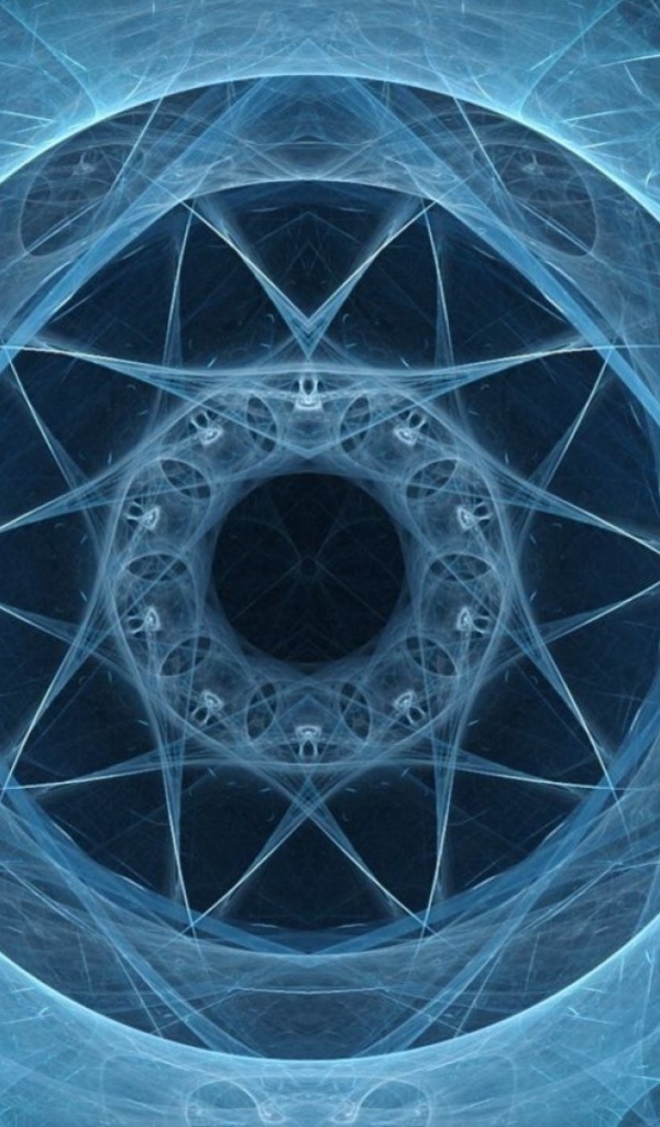 Неоновый симметрический фрактальный рисунок 