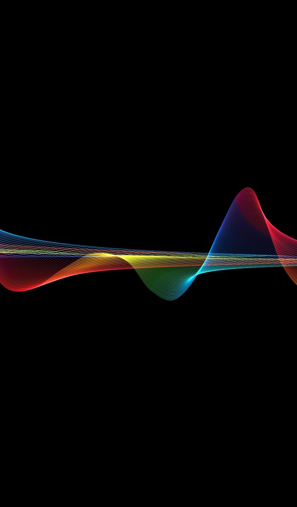 Осциллограмма цвета радуги на черном фоне