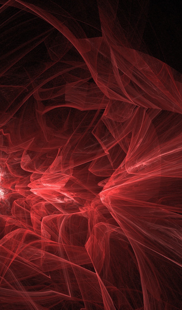 Красный фрактальный рисунок на черном фоне 