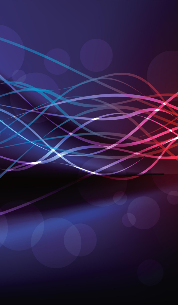 Тонкие неоновые волны на фиолетовом фоне 