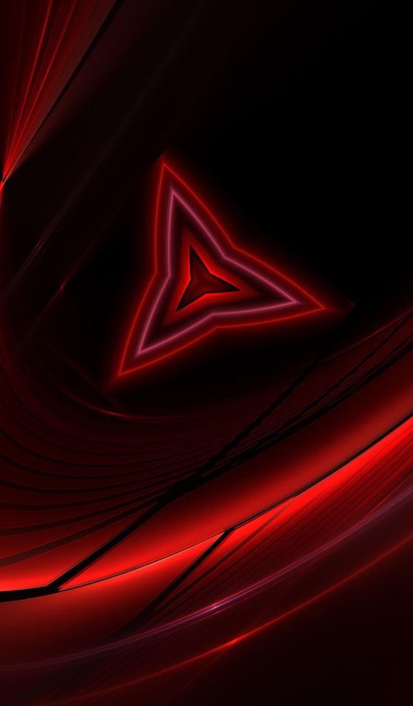 Трехгранный абстрактный  символ на красном фоне 