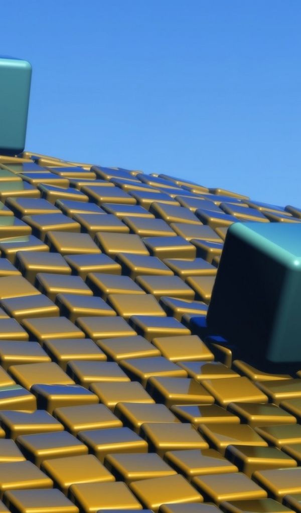 Два 3д куба на неровной геометрической поверхности 