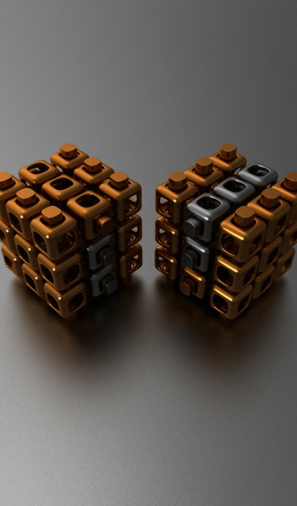 Два куба на сером фоне 3д графика