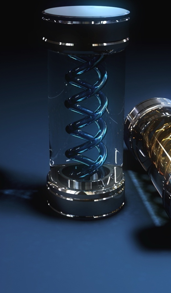 Два стеклянных футляра со спиралью, 3д графика