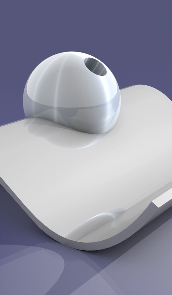 Белый 3д знак с шаром на сером фоне 