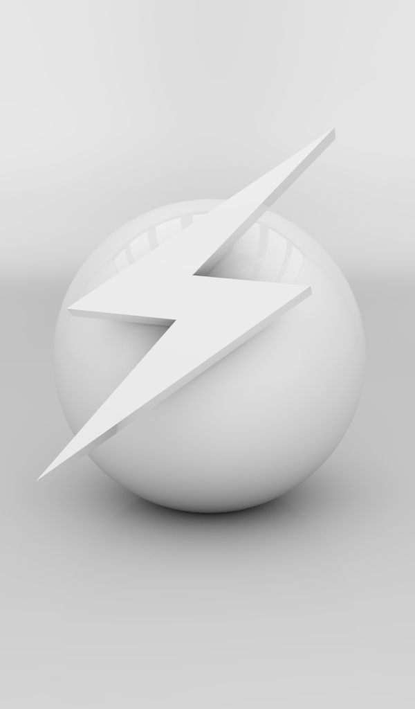 Белый шар с молнией на белом фоне