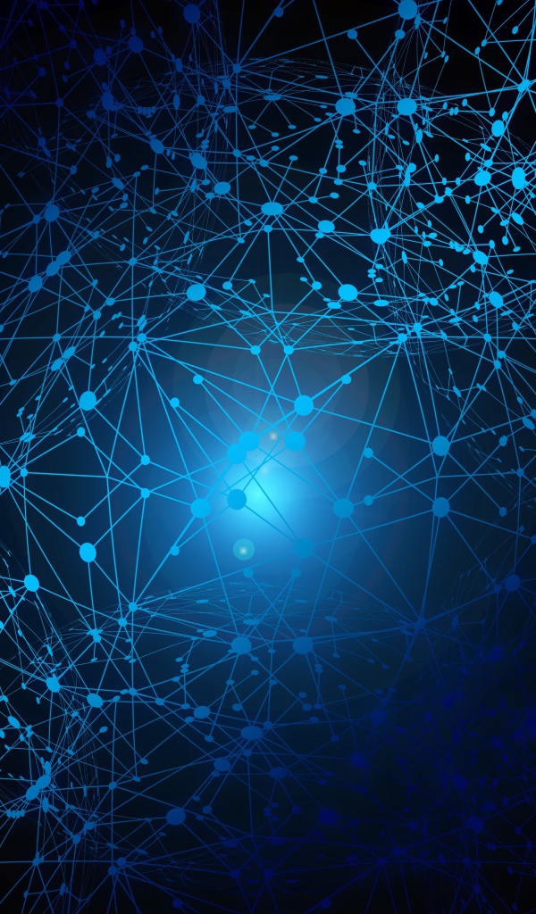 Всемирная паутина интернета с яркой голубой точкой 